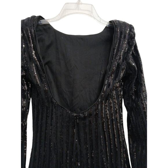 Forever 21 Black Sequin Bodycon Mini Dress Sz S SPARKLE Party Holiday New Years - Picture 7 of 16